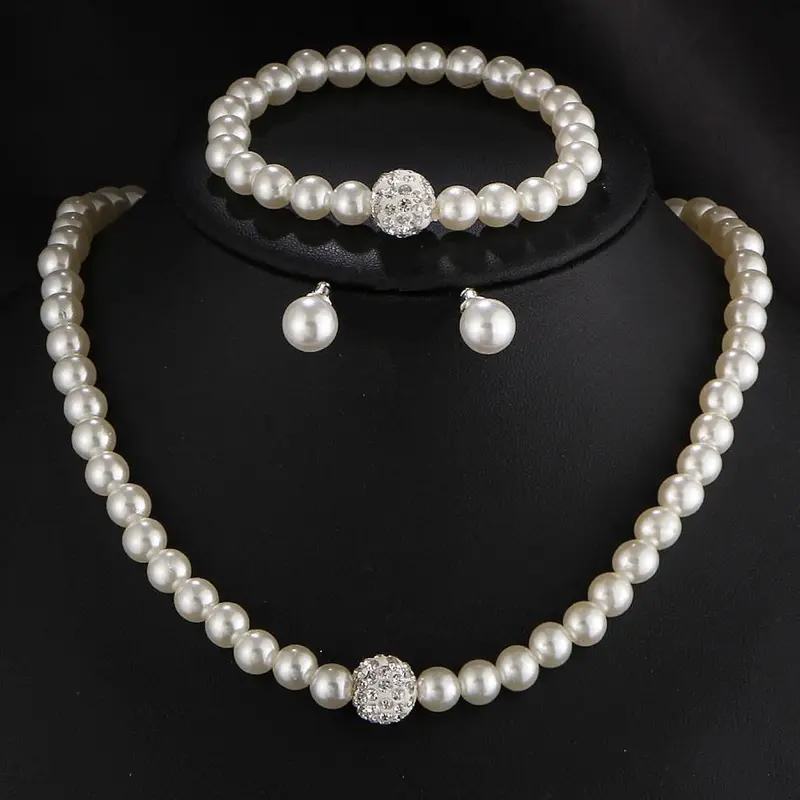 Faux Pearl Decorated Vintage Jewelry Set, Fashion Necklace & Beaded Bracelet & Stud Earrings for Party, Daily Clothing Decor, All-match Jewelry for Birthday Gift, Matching Jewelry Set, Jewellery Gift Set