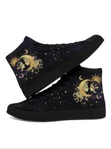 Women's Comfortable Breathable High Top Canvas Athletic Sneakers, Lightweight Rubber Sole, Anti-Slip, Round Toe, All Season Casual Sporty Style