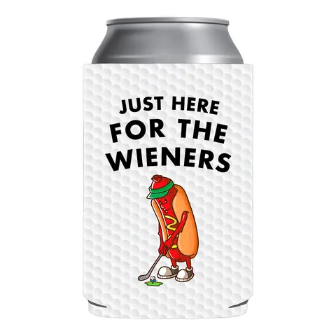 Just Here For The Wieners beer sleeve holder Golf Coolie Mug Tumbler Bottles Portable Cup Holder Washable Beverage funny  mens gifts Drinkware White