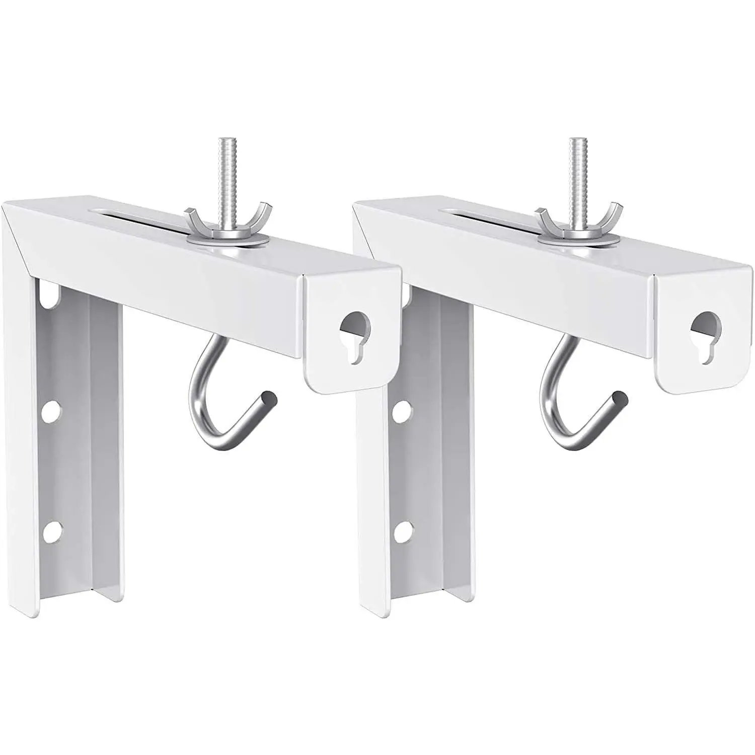 Universal Projector Screen Ceiling Mount, Wall Hanging Mount L-Brackets, 6 Inch Adjustable Extension with Hook Kit, Perfect Projector Screen Placement Hold up to 66 Lbs (PSM001-W), White
