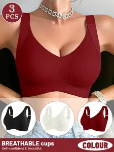 Women's Seamless Wireless Bra Set, Fixed Cup No Steel Ring, Backless Design, Breathable Anti-Slip, Comfortable Daily Wear, Ideal Gift