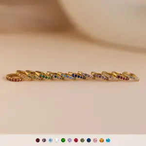 Dainty Pave Birthstone Huggies