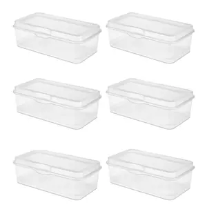 Sterilite Plastic Stacking FlipTop Latching Storage Box Container, Clear, 6 Pack Cover Organiser