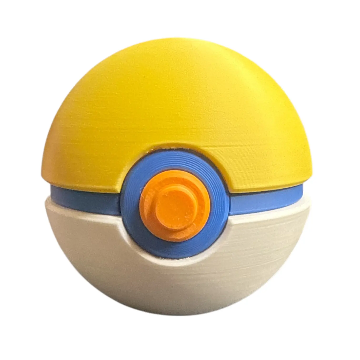 3D Printed Poke Ball Collectible Memorabilia - Park-Inspired Vibrant Home Decor Statue with Orange Button for Fans
