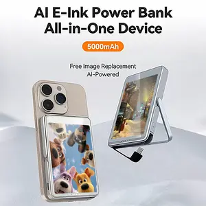 AI E-Ink Power Bank All-in-One Device 5000mAh Free Image Replacement AI-Powered Portable Charger Magnetic charging