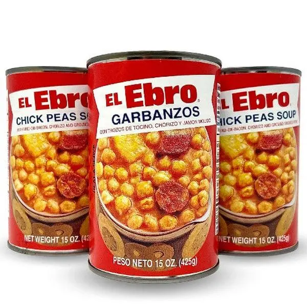 Traditional Savory Chorizo Garbanzo Chickpea Soup - Instant Canned, 15 oz, Serves 2, Pack of 3, Pork & White Rice Base, Ideal for Home Cooking