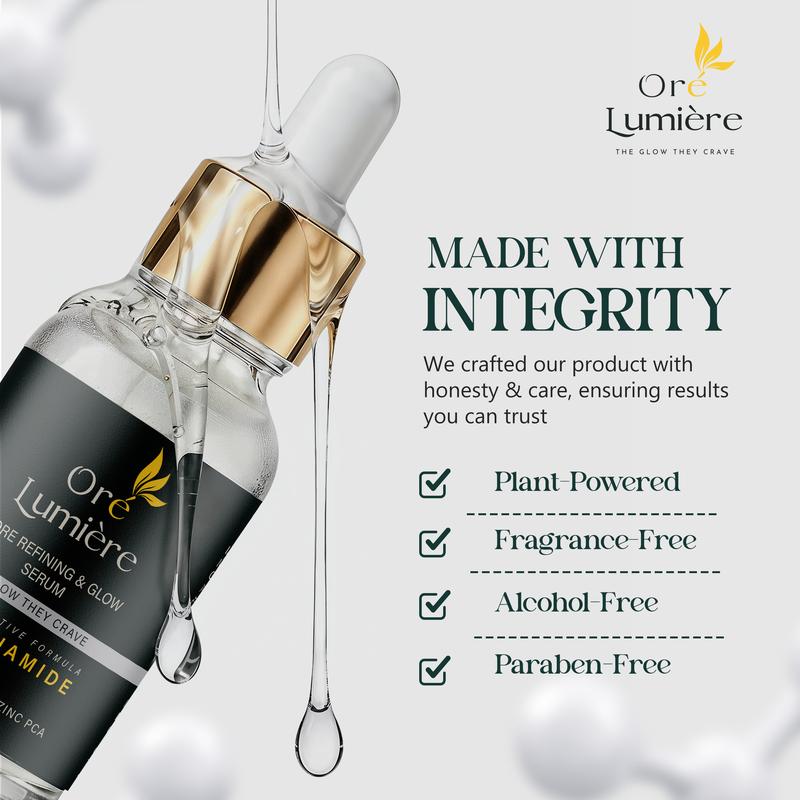 Ore Lumiere Pore Refining Face Serum – Niacinamide, Salicylic Acid, Hyaluronic Acid & Zinc PCA – Clears & Tightens Pores, Improves Skin Texture 1.01 fl oz