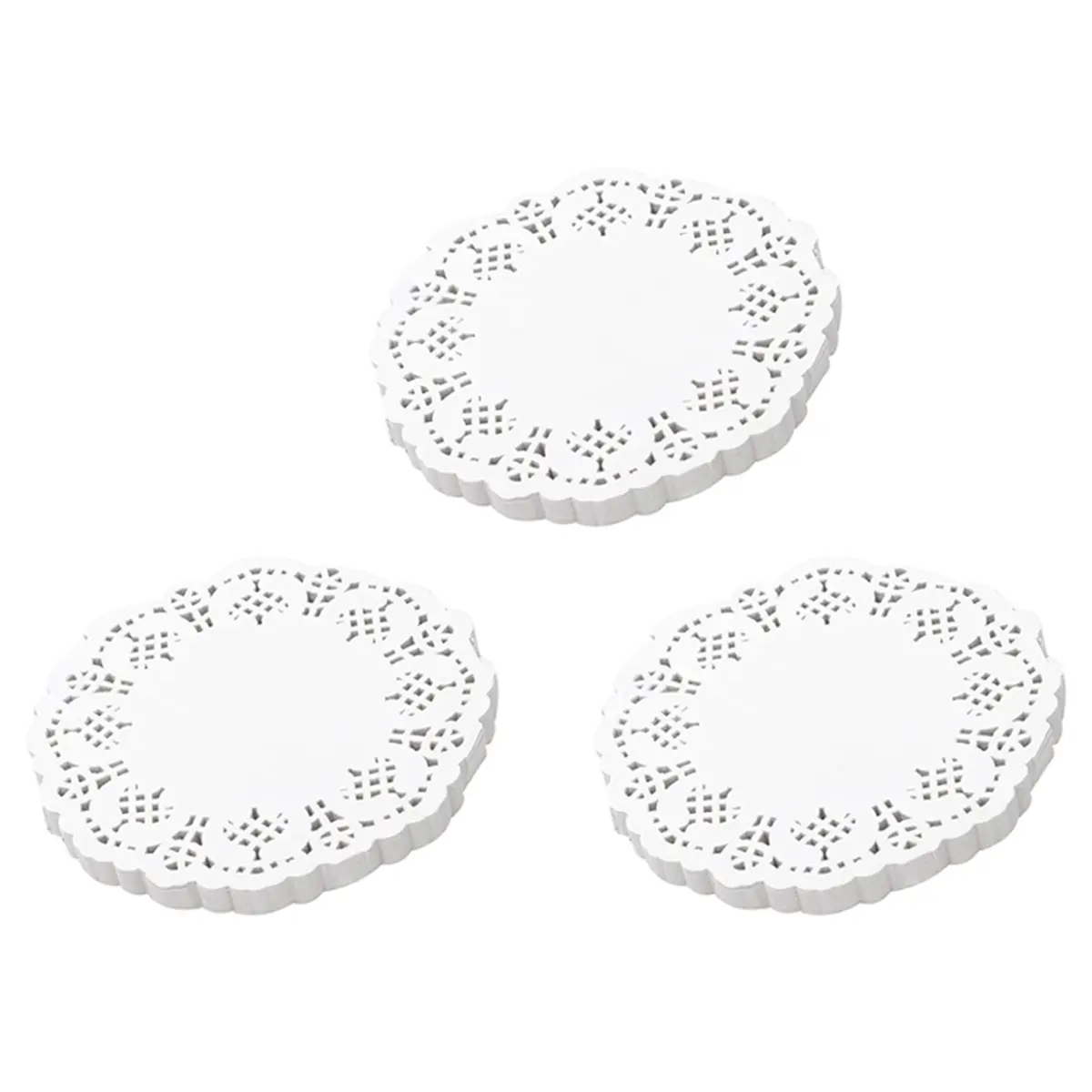 Disposable 4.5-Inch (11.4cm) Heavy Bond Round Paper Lace Doilies, 300-Pcs Durable Lace Cutout Household Table Accessory, Decorative Liners for Cake, Wedding Desserts