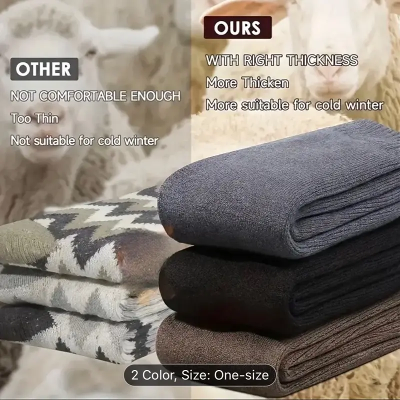 OURS Thick Winter Velvet Snow Socks for Men Soft Plush Warm Boot Socks Suitable for Outdoor Work and Leisure Gift for Husbands Fathers or Boyfriends Knitted in European Sizes 39-45 and US