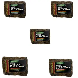 5-Pack Premium Handmade African Black Soap - Natural Soap With Shea Butter and  Aloe Vera