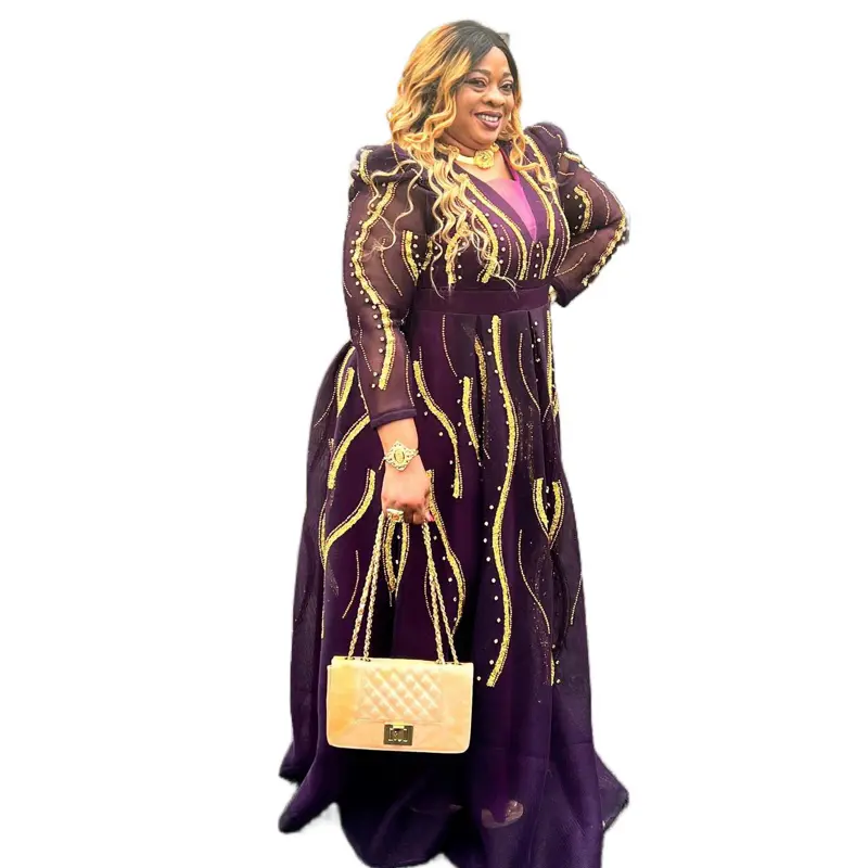 Elegant Formal Ball Gown in Purple Magenta with Gold Trimmings perfect for Birthday, Wedding, Luxury Party,  Womenswear, Statement making dress, Christmas party outfit