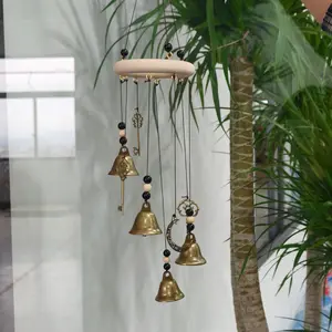 Bohemian Home Decor Wind Chime, Positive Energy Protection Bell, Halloween Wooden Ring Bell Pendant, Metal Craft, Removes Negative Energy, 1 Piece