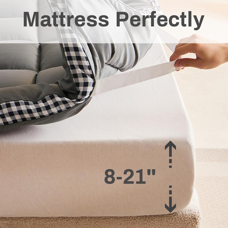 Lakora 900GSM Extra Thick Pain Relief Mattress Topper, Ultra Soft, Warm and Breathable All-Season Mattress Pad with Hypoallergenic Quilted Fiberfill, Foldable Design, Machine Washable and Durable Comfort for Bedrooms, Dorms, Apartments