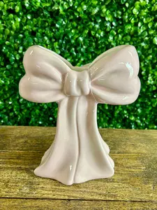 7 Inch Pink Ceramic Bow Vase