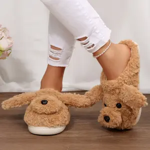 Women Animal Slippers Cartoon Dog Slippers Home Cute and Comfortable Plush Indoor Outdoor Shoes Winter Warm Mini Snow Boots