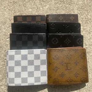Premium Fashion Wallet Checkered and Star Monogram Design Unisex Card Holder Compact Slim Wallet Everyday Carry Trendy Aesthetic