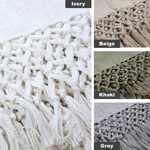 Aanny Designs  Braden Cotton Throw Blanket, Ivory