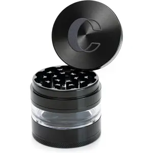 4 Piece 2.75" Manual Dry Herb Grinder Spice Mill with Transparent Storage Chamber, Diamond-Sharp Teeth, Aluminum Alloy, Portable Easy-Clean Design