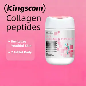 Kingscom Vegan Hydrolyzed Collagen Peptides Capsules Dietary Supplement - With Hyaluronic Acid, Biotin, Vitamin C - Supports Skin Hydration, Fine Wrinkle Reduction, Post-Workout Wellness