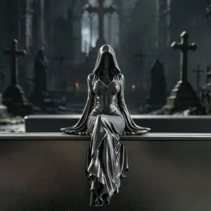 Grim Lady Statue Decor, Creative Gothic Style Ornament, Dark Witch Desktop Decoration, Exquisite Holiday Gift, Halloween Party Decor, Nice Present For Friends, Home Decor Ornament