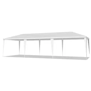 10'x30' Outdoor Party Tent with 8 Removable Sidewalls Waterproof Canopy Patio Wedding Gazebo White for Events Durable PE Cloth & Iron Tube