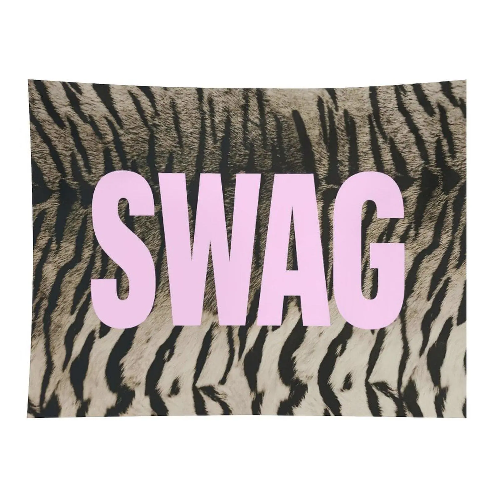SWAG Zebra Print Tapestry Pink Letter Wall Hanging, Bold Animal Stripe Tapestry for Teen Bedroom Dorm Decor