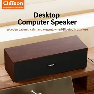 Claison Wooden Bluetooth Soundbar | 52mm Speakers, Digital Clock, RGB Light, Bluetooth 5.3, Wired/Wireless, PC Desktop Audio Speaker