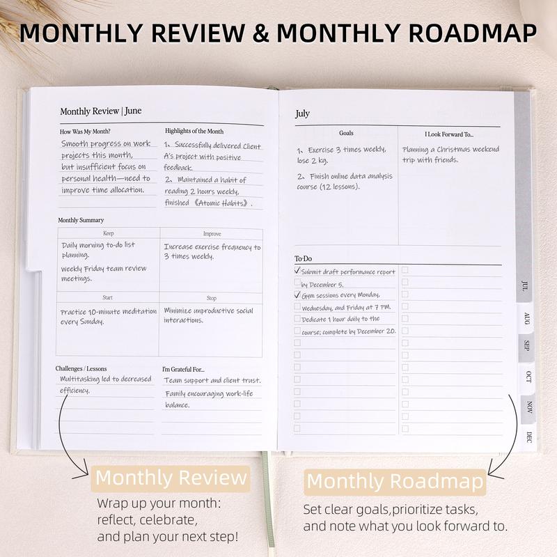 2026 Planner - Weekly and Monthly Productivity Planner, Jan 2026 - Dec 2026, Linen Hardcover Planning Agenda book with Tabs, Aesthetic, Academic, Perfect for Office Home School Supplies