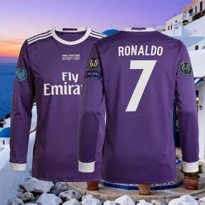 C.Ronaldo 2016 2017 Retro Home Away Purple White Blue No.7 Short-Sleeved Long-Sleeved Football Shirts