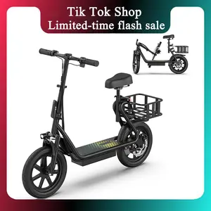 JOYHIS 14" Commuter Electric Scooter with Seat Basket & Dual Brakes, 500W-750W Motor 22MPH 21-27 Miles Range, Foldable 51lbs Supports 265lbs Bright LED Lights – Perfect for College Riders & Grocery Runs