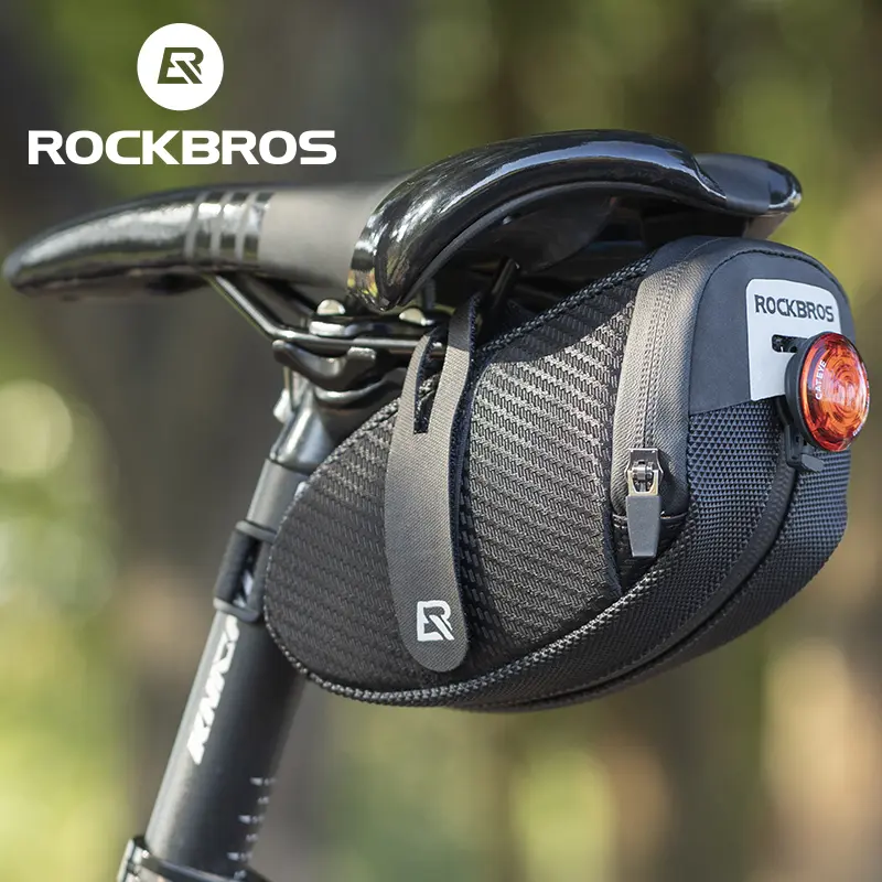 ROCKBROS Bike Saddle Bag, Bike Bag Under Seat, Strap-on Cycling Wedge Pack, Bike Seat Storage Bag for Mountain Road Bikes, 0.75L