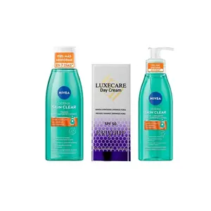 Clear & Glow Trio – Anti-Acne + Pore Minimizer Set ( 3 PIECE SET, DERMA GEL, TONER, LUXECARE)