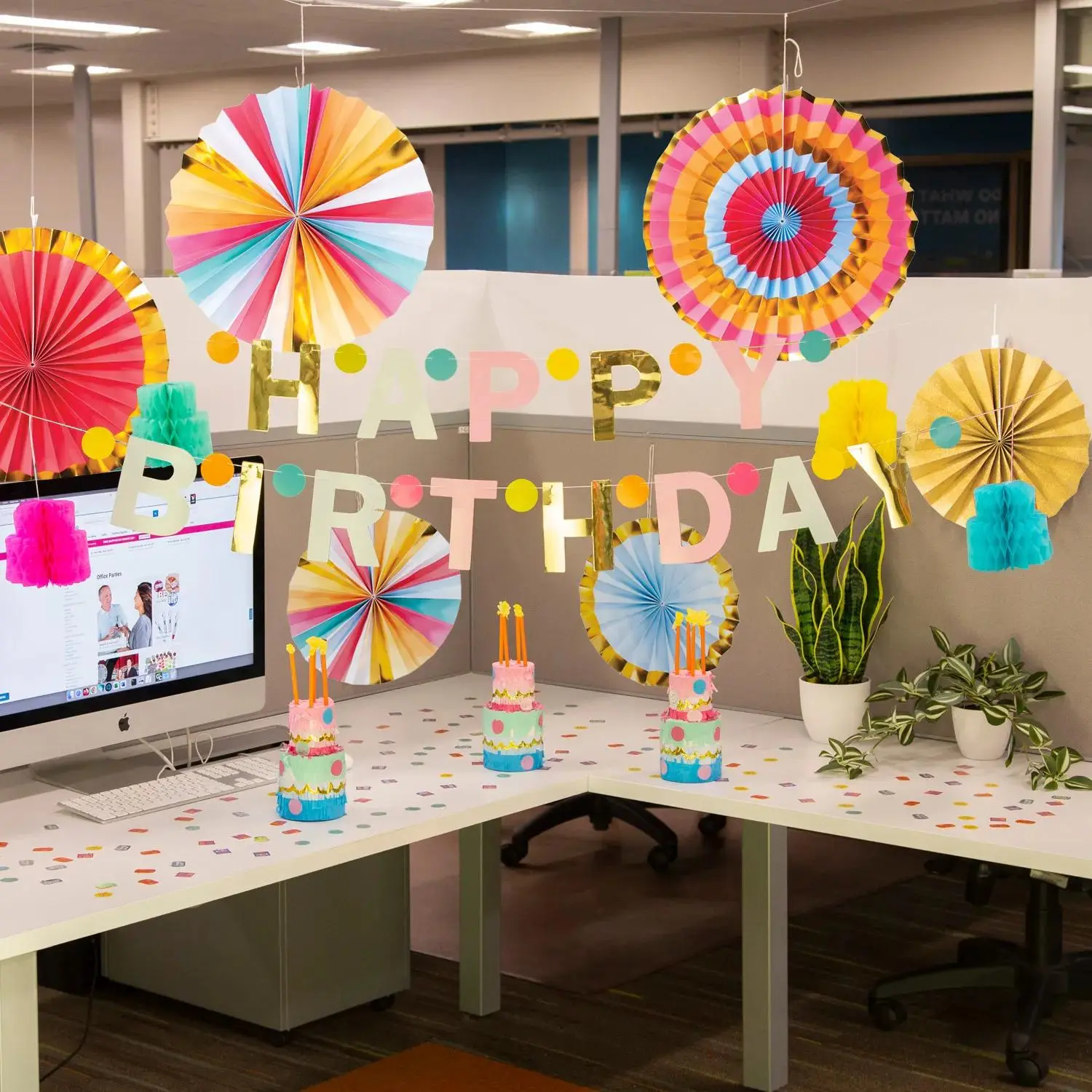 Happy Birthday Cake Desk Decorating Kit - 12 Pc.