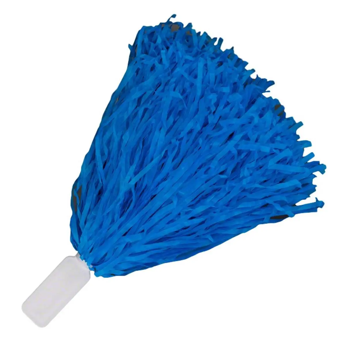 212 MAIN Compact Short-Handle Cheer Pom Poms for Farm Animals - White Handle, Blue Opaque Strands, Non-Light-Up, Printable Pet Toy