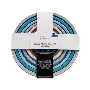 Mainstays Nonslip Nesting Plastic Assorted Mixing Bowl Set with Lids (10 Pieces)