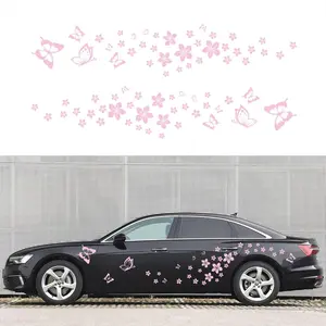 Butterfly with Flower Graphics Car Sticker Decal Accessory DIY Mini Flower Self-Adhesive Waterproof Vinyl Decals Accessory for Car SUV Truck Notebook Car Window Bumper Door Hood Motorcycle Car Lover Gift