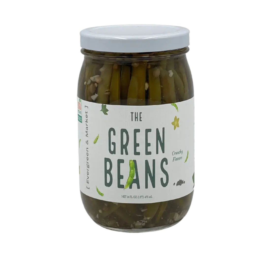 Piergreen & Market Pickled Green Beans Pantry Foods - Crisp, Tangy, & Refreshing Flavor, 17 oz Glass Jar with Resealable Lid, Vinegar-Dill-Spices Infused Healthy Flavorful Treat for All Ages (Salads, Cocktails)