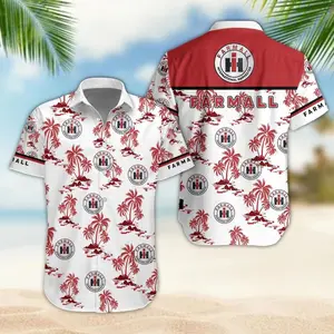 International Harvester Farmall Hawaiian Flower Style 3D Printing Summer Casual Loose Short Sleeve Shirt Street Men Menswear Top
