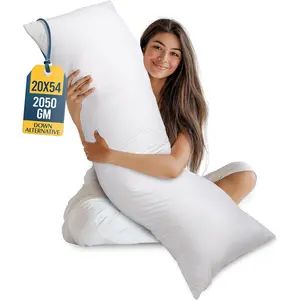 Full  Pillow for Adults (White, 20 x 54 Inch), Long Pillow Insert for Sleeping, Ideal for Side Sleepers