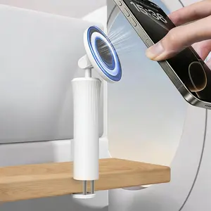 This 360° rotatable magnetic phone stand for desktop is compatible with MagSafe. It features an adjustable length and is suitable for iPhone 16 Pro Max, 15 Pro Max, 14 Plus, 13 Mini, as well as 4-7 inch phones.