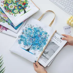 Diamond Painting Tote Bag with Four Seasons Tree Design, DIY Handbag Craft for Everyday Carry and Gift Making