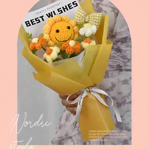 Handmade Sunflower Bouquet, Crochet Flower Arrangement, Cute Floral Decor, Home Office Decoration, Birthday Gift, Artificial Flowers, Decorative Fake Flower