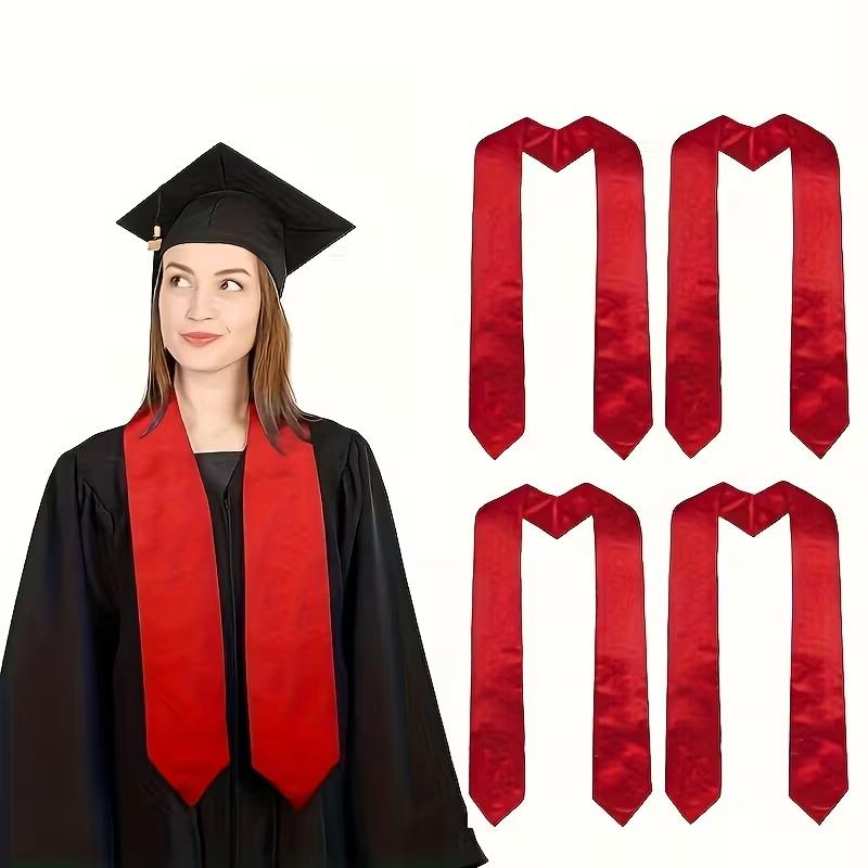 4 Pcs Satin Graduation Stole Scarf with Bright Stripes – Polyester, Hand Washable, Honor Stole for Adult Graduates, Matching Tassel & Academic Robe DIY Decoration in Multiple Colors** 4 Pcs Satin Graduation Stole Scarf with Bright Stripes – Polyester, Hand Washable, Honor Stole for Adult Graduates, Matching Tassel & Academic Robe DIY Decoration in Multiple Colors**