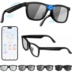 Glasses for Men Women |  Electrochromic Glasses with 4-Gear   Control, 0.5S  Tint, Anti-Slip Temples, AI Translation, Ideal for Driving, , Travel (Black)