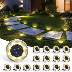 16 Pack Solar Ground Lights Outdoor , Solar  Pathway Lights, Landscape Lighting for Garden Walkway Driveway Backyard Decor (Warm White)
