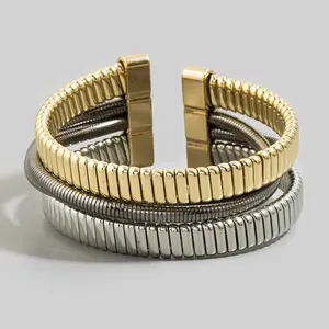 Mixed Metal Stretchy Bangle