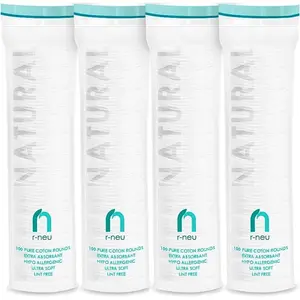 Turkish Cotton Rounds 400 Count 100% Pure & Natural Cotton Pads for Face, Hypoallergenic Makeup Remover (4 Pack of 100) Gentle Handy
