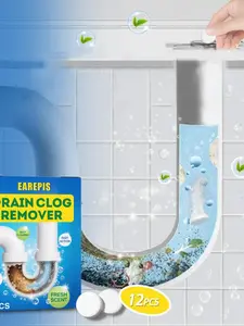 12pcs Drain Cleaning Tablets, Effortless Toilet, Sink & Sewer Unclogging Solution, Odor Removal, Clog Relief, Bathroom Maintenance