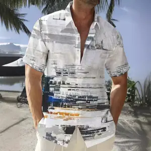 Men Cuban Guayabera Shirts Linen Short Sleeve Button Down Cotton Mexican Beach Wedding Shirt shortsleeve menswear gift gym camisa  masculina