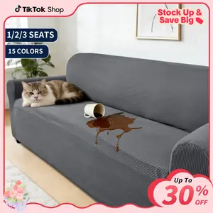 【mothersdaygift】Easy-Going 100% Waterproof Couch Cover for 1/2/3 Seats, Elastic Stretch Anti-Slip Jacquard Leakproof Slipcover, Pet-friendly Couch Cover for Sofa, 1 Count Washable Soft Furniture Protector for Kids, Pets, Livingroom, Homedecor
